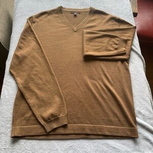 Saltaire Brown V-Neck Sweater Soft Knit Casual size large